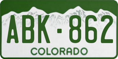 CO license plate ABK862