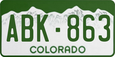 CO license plate ABK863