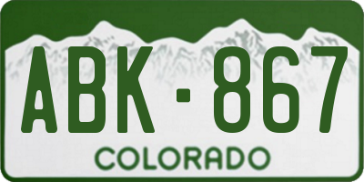 CO license plate ABK867