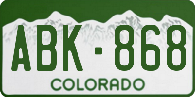 CO license plate ABK868