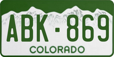 CO license plate ABK869