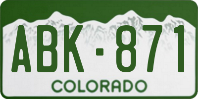 CO license plate ABK871