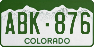 CO license plate ABK876