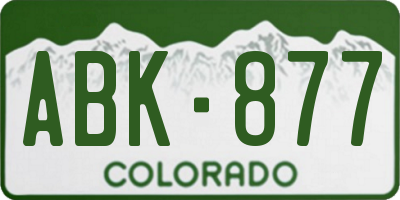 CO license plate ABK877