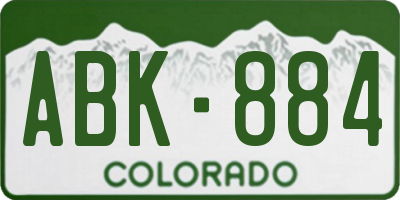 CO license plate ABK884