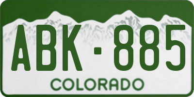 CO license plate ABK885