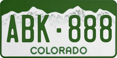 CO license plate ABK888