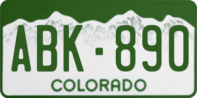 CO license plate ABK890