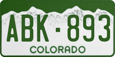 CO license plate ABK893