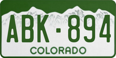 CO license plate ABK894