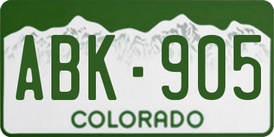 CO license plate ABK905