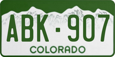 CO license plate ABK907