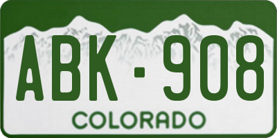CO license plate ABK908