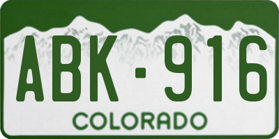 CO license plate ABK916