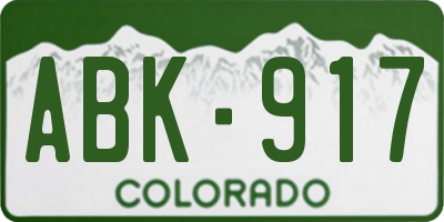 CO license plate ABK917