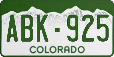 CO license plate ABK925