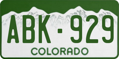 CO license plate ABK929