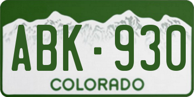 CO license plate ABK930