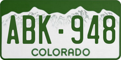 CO license plate ABK948