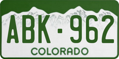 CO license plate ABK962