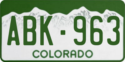 CO license plate ABK963