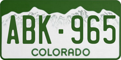 CO license plate ABK965