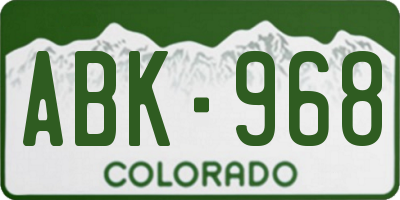 CO license plate ABK968