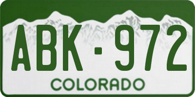 CO license plate ABK972