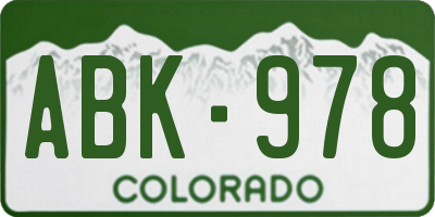 CO license plate ABK978