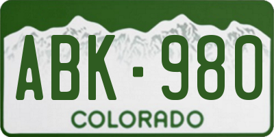 CO license plate ABK980