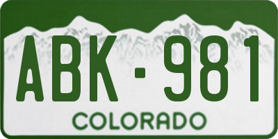 CO license plate ABK981