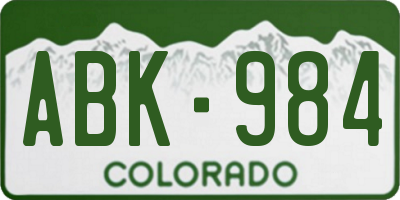 CO license plate ABK984