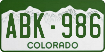 CO license plate ABK986