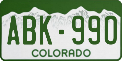 CO license plate ABK990