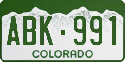 CO license plate ABK991
