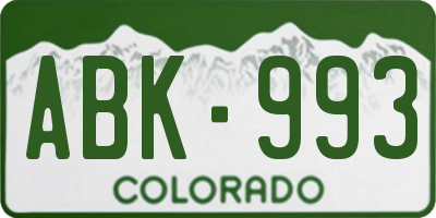 CO license plate ABK993