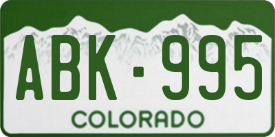CO license plate ABK995