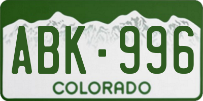 CO license plate ABK996