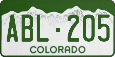 CO license plate ABL205