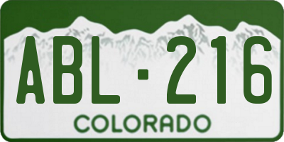 CO license plate ABL216