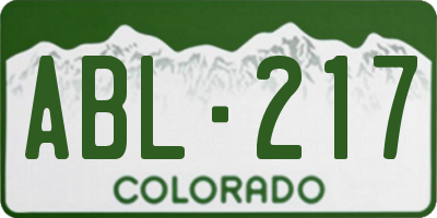 CO license plate ABL217