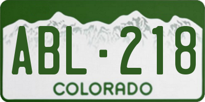 CO license plate ABL218