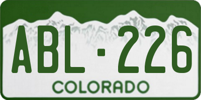 CO license plate ABL226