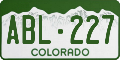 CO license plate ABL227