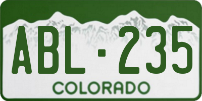 CO license plate ABL235