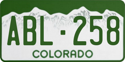CO license plate ABL258