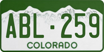 CO license plate ABL259