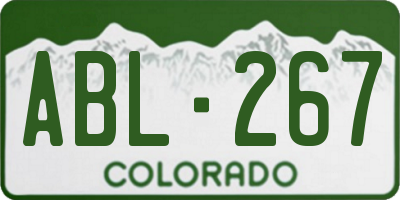 CO license plate ABL267