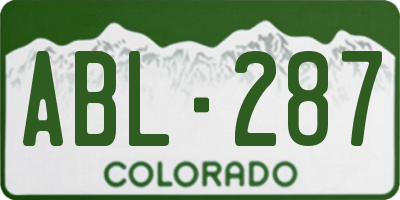 CO license plate ABL287