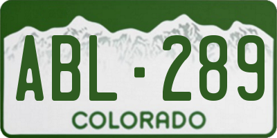 CO license plate ABL289